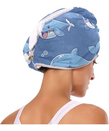 Small Cute Whale Hair Towel 2 Pack - Super Absorbent Quick Dry Turbans for Women & Girls - Buy Online on GoSupps.com