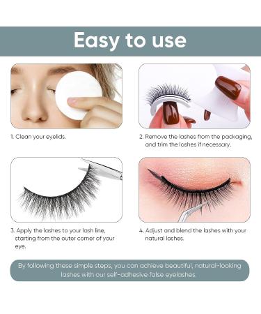 3 Pairs Self-Adhesive Reusable False Eyelashes - Waterproof Lashes - Natural Look - No Glue or Magnets Needed - Buy Online on GoSupps.com