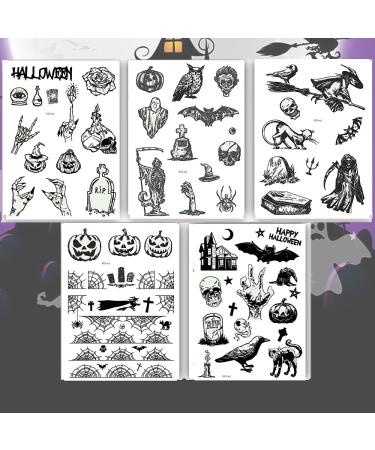 Luminous Halloween Temporary Tattoos for Kids - 80 Glow in The Dark Black Styles | Halloween Party Favors for Boys and Girls - Buy Online on GoSupps.com