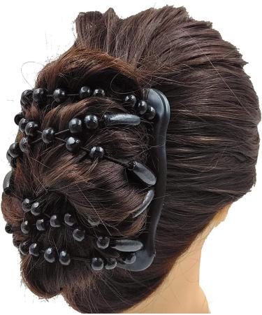 Beads Hair Combs - Double Row Wooden Bead Stretchy Hair Clip for Girls and Women - Buy Online on GoSupps.com