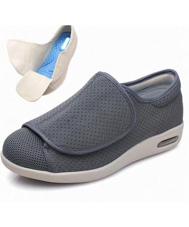 ZXTING Elderly Walking Shoes | Adjustable Lightweight Wide Width Sneakers | Diabetic Edema Plantar Fasciitis Bunions Arthritis Swollen Feet | Dark Grey - Size 50 - Buy Online on GoSupps.com