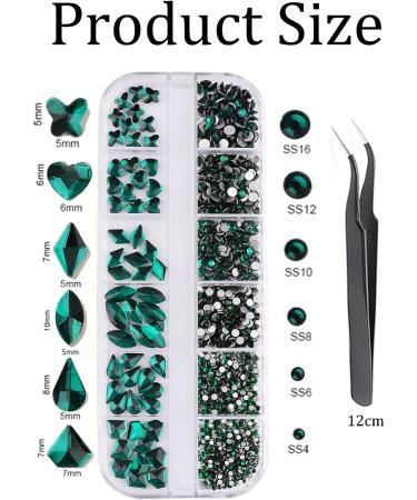 EBANKU Green Nail Rhinestones for St. Patrick's Day Nail Art - Emerald Gems with Tweezers - Buy Online on GoSupps.com