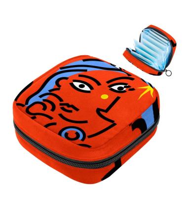 Menstruation pad bag with zipper women's napkin bag tampons collection bags for women and girls (abstractly colorful women's pattern) Color 7