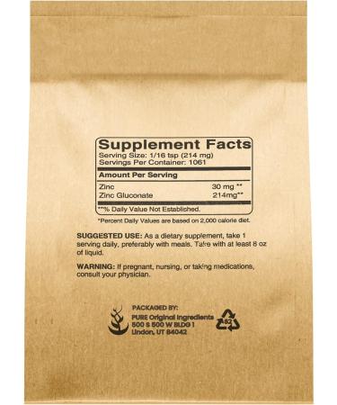 Pure Original Zinc Gluconate (8 oz) Dietary Supplement - No Fillers, 8 Ounce (Pack of 1) - Buy Online on GoSupps.com