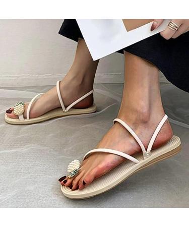 XTZYGLFD Women's Woven Slide Sandals - Comfortable Flat Pineapple Summer Fashion Sandals in White (UK 5) | International Shipping - Buy Online on GoSupps.com