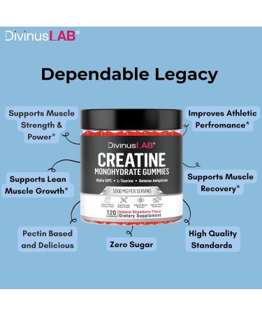 Creatine Monohydrate Gummies 5g - Sugar-Free Vegan Creatine Chews for Muscle & Strength | 120 Count Energy Boost Supplement - Buy Online on GoSupps.com