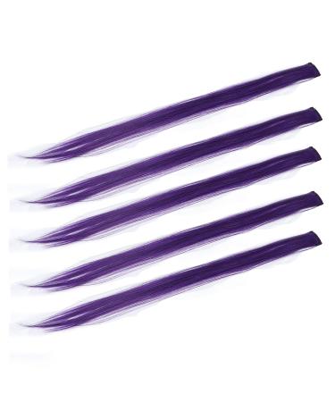 Colorful Hair Extensions Multicolor Party Highlight Straight Hair Clips Girls Synthetic Hair Extensions Colorful Hair Extensions Highlight Wig Clips Hair Extensions Highlight Wigs Women's(Purple)