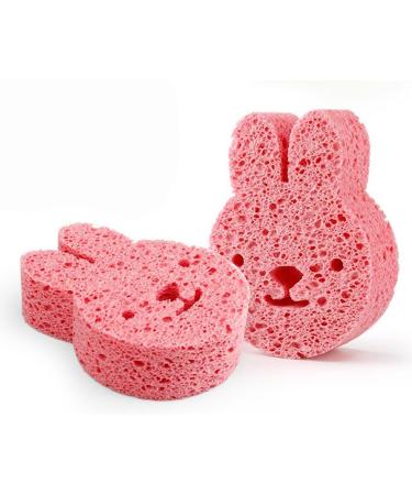 Neamou Baby Sponge for Bathing | Soft Baby Body Wash Scrubber Wood Pulp Sponge Shower Sponge Dead Skin Remover Cute Shower Brush Bath Supplies for Toddler Kids Baby Pink - Buy Online on GoSupps.com