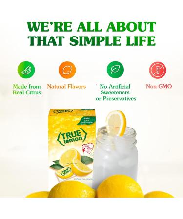 TRUE LEMON Water Enhancer (128 Packets Each Flavour) | Zero Calorie Unsweetened Water Flavouring | For Water Bottled Water & Recipes | Water Flavor Packets Made with Real Citrus Lemon 26 g (Pack of 4) - Buy Online on GoSupps.com