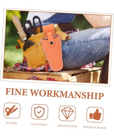Yarnow 4-Piece Garden Shears Belt Bag - Leather Knife Holder for Hairdressing & Gardening Scissors | Durable 21x9.5x5cm Orange - Buy Online on GoSupps.com