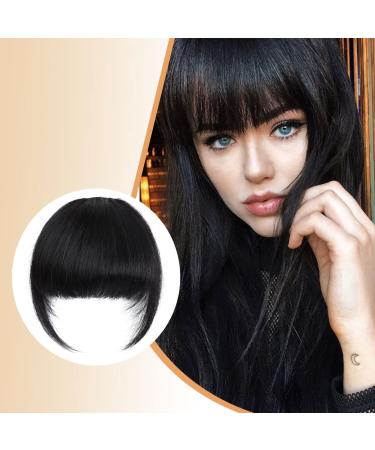 NOOMBY Bangs Hair Clip in Bangs 100% Human Hair Bangs Thick Bangs with Temples One Piece Hairpieces Clip on Bangs Fake Bangs Hair Extensions for Women (Thick Bangs  Natural Black) Thick Bangs (Natural Black)