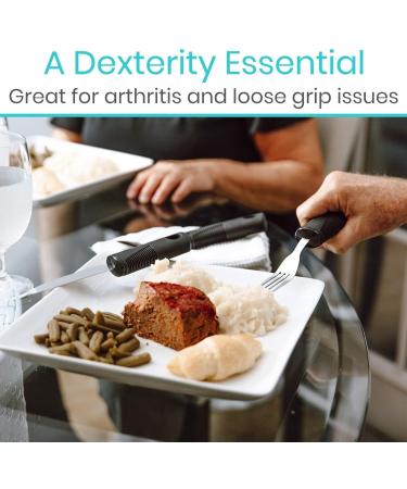 Extra Wide Bendable Cutlery Set with Chunky Handles - Easy Grip Dining Aid for Elderly and Disabled - Ideal for Arthritis, Parkinson's, and Tremors - Grey - Buy Online on GoSupps.com