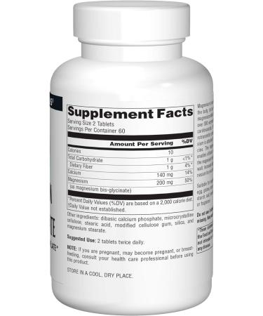 Source Naturals Magnesium Bis-Glycinate 120 Tablets - Cardiovascular & Muscle Support - Buy Online on GoSupps.com