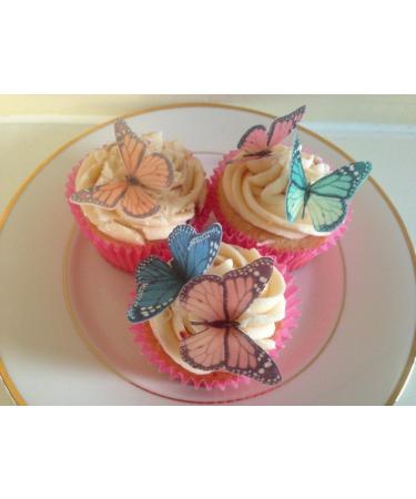 15 Mixed coloured edible Monarch butterfly cupcake Topper decorations