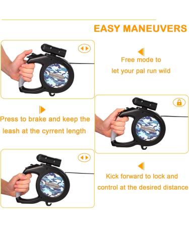 WOT I Retractable Dog Lead 8M Extendable Dog Lead with LED Flashlight for Medium Large Dogs up to 50kg with Button Break&Lock System Comfortable Ergonomic Hand Grip Waste Dispenser Bags Included - Buy Online on GoSupps.com