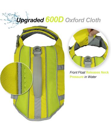 Vivaglory Removable Front-Wheel Drive Dog Rescue Vest - Yellow Gray XS (35-43cm) with Reflective Caps & Upholstery for Swimming & Boating - Buy Online on GoSupps.com