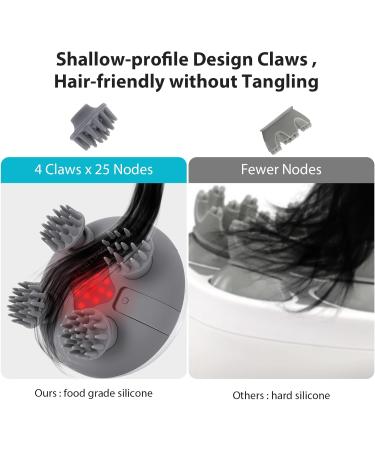 Feelsploh Scalp Massage Device - 8 Silicone Heads IPX7 Waterproof Vibration for Hair Growth & Stress Relief (Silver) - Buy Online on GoSupps.com