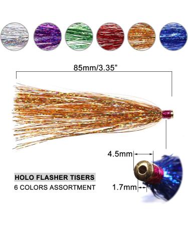 Wifreo Holo Mylar Flash Sliding Tube Bucktail Teasers - Pack of 12, 3.35 Length, Assorted Colors - Buy Online on GoSupps.com