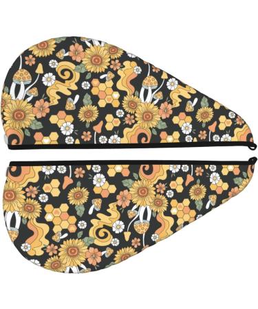Hair Towel Wrap with Button - Quick Drying Hair Turban & Head Towel (Mushrooms Honeycomb) - Perfect for Fast Hair Drying - Buy Online on GoSupps.com