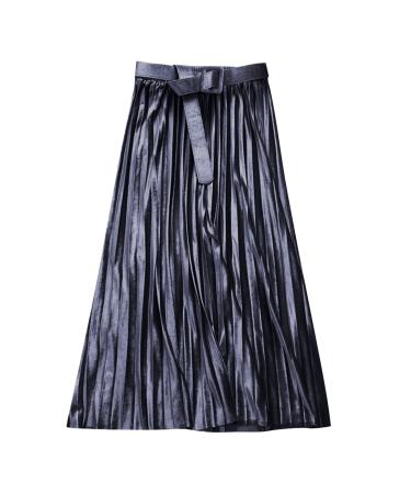 Women's skirts chiffon maxi skirt adjustable lace trim flower ruffles short skirt casual skirt with asymmetrical waist winter plate skirt winter skirt ladies skirt dark gray unit size
