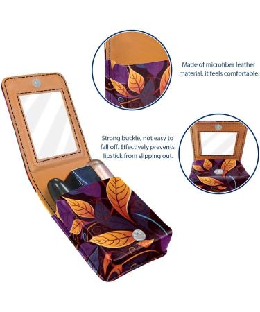 Shop Stylish Leather Lipstick Case with Mirror | Mini Lip Gloss Organizer in Colorful Art Leaf Pattern - A506m2ydeo - Buy Online on GoSupps.com