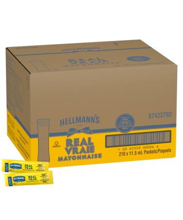 Hellmann's Real Mayonnaise Stick Packets Easy Open Made with 100% Free Run Eggs Gluten Free 11 ml Pack of 210