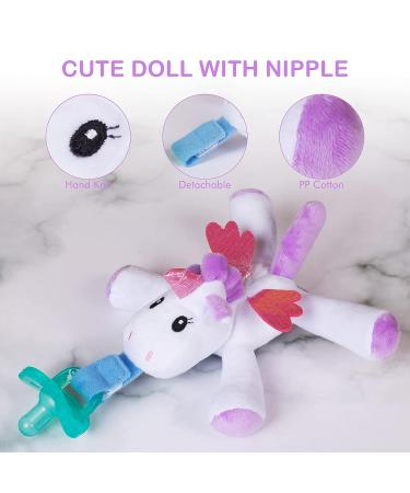 Raneylity Baby Newborn Pacifier with Detachable Plush Toy - Personalized Infant Pacifier for Boys & Girls - Unicorn Design - 3, 6, 12 Months - Buy Online on GoSupps.com