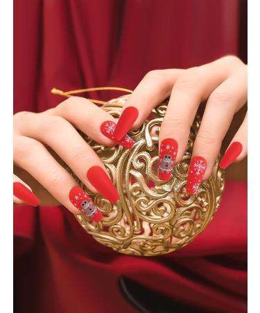 96 Piece Christmas Coffin False Nails | Ebanku Acrylic Press-On Nail Kits with Glue Tabs & Holiday Designs - Buy Online on GoSupps.com