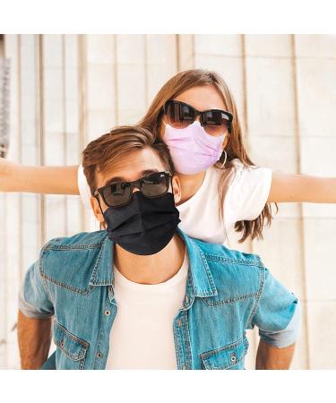 Assacalynn Disposable Face Masks 4 Layers - 2022 Upgrade, 50PCS Black Mask with White Inside - Breathable, Comfortable Flat Elastic Ear Bands - Pack of 50 - Buy Online on GoSupps.com