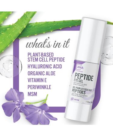 All Natural Peptide Eye Gel | Dark Circles & Puffiness Reducer | Plant Stem Cells & Hyaluronic Acid | Organic Aloe & Vitamin E (30ml - Buy Online on GoSupps.com