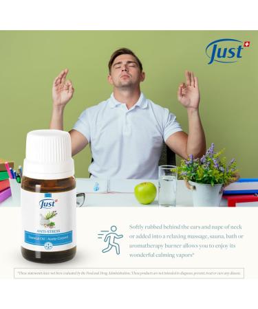 Swiss Just Stress Relief - 10ml Anti-Stress Essential Oil Blend with Basil & Lavender | 15 Natural Oils for Calming & Relaxation - Buy Online on GoSupps.com