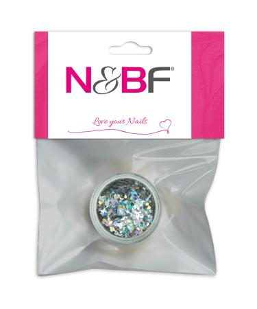 N&BF Nailart Glitter Diamonds |Silver (silver diamonds) |Nailart glitter diamonds for gel nails & nail polish |Glitter dust for Nailart |Diamond -shaped mica powder for effective color accents