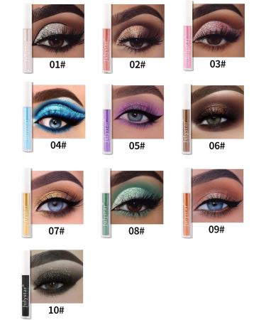 Liquid Eyeshadow XIXIAN 10pcs 2.5ml Liquid Eyeshadow Shiny Long-lasting Brush Structure Glitter Charming Eye Makeup - Buy Online on GoSupps.com