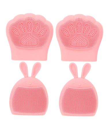 BIUDECO 4 Pieces Cleansing Brush Rabbit Ears Hand Massager Facial Cleansing Brush Facial Massager Facial Cleanser Detergent Miss Face Silica Gel