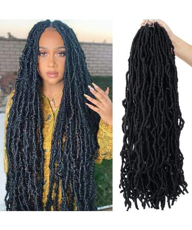 Youngther 24 Inch New Faux Locs Crochet Hair 126 Strands Extensible New Goddess Soft Locs Crochet Hair Pre Looped Synthetic Crochet Braiding Hair for Black Women(24inch 6packs 1B) 24 Inch (Pack of 6) 1B - Buy Online on GoSupps.com