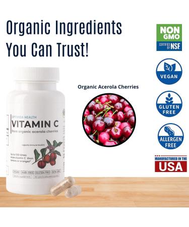 OPTIVIDA Vitamin C with Organic Acerola Cherry Extract - Vegan Immune Support Supplement - Buy Online on GoSupps.com