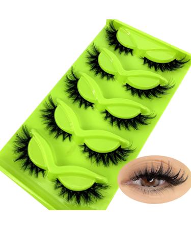 HBZGTLAD New 3D Cat-Eye Mink Eyelashes Curled Winged Natural Realistic Messy End Eye Elongated Thick False Eyelashes Soft Fake Eyelashes (MF-6)