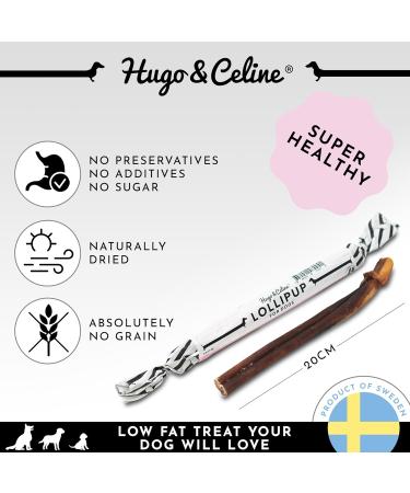 Hugo & Celine Pizzle Sticks - Lollipup 100% Natural Dog Chew Treats 20cm Long - Buy Online on GoSupps.com