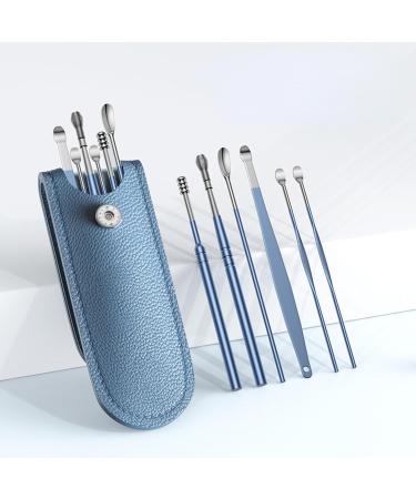 TURHAN Portable Stainless Steel Earpick Set | 6-Piece Coil Spring Ear Cleaner Tools with Leather Bag | International Shipping Available - Buy Online on GoSupps.com
