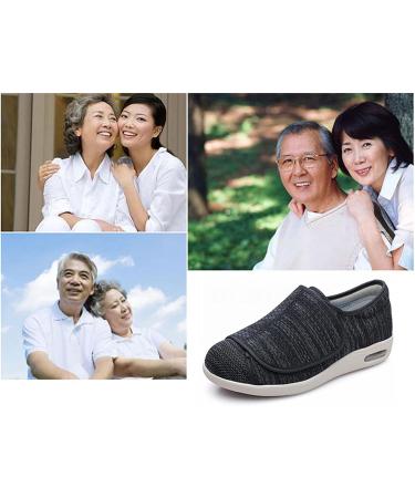 Adjustable Men's Diabetic Slippers - Wide Air Cushion Lightweight Walking Shoes in Dark Grey - Comfortable Orthopedic Footwear for Arthritis & Swollen Feet - Buy Online on GoSupps.com