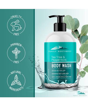 Purely Northwest Tea Tree Oil Body Wash - 18oz - For Unwanted Body Odor, Acne, Jock Itch & Athlete's Foot - Men & Women - Buy Online on GoSupps.com