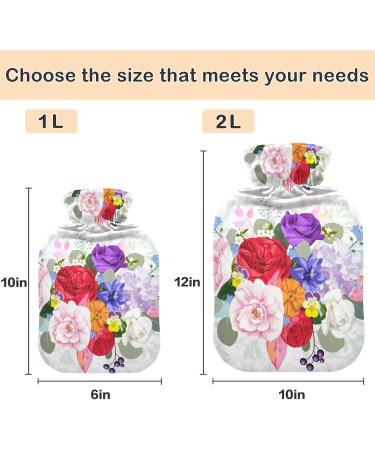 NAANLE 2L Hot Water Bottle with Lid - Floral Design for Back Pain Relief & Cold Therapy - Transparent Hand & Foot Warmer - Buy Online on GoSupps.com
