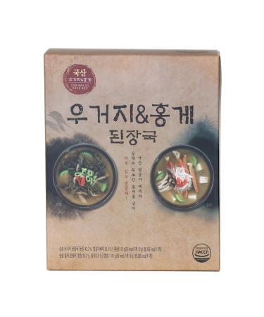 Korean Instant Cabbage & Red Crab Soybean Paste Soup 22 Pack (Cabbage 11pcs + Red Crab 11pcs) , Single-serving Packing, Just Pour Hot Water