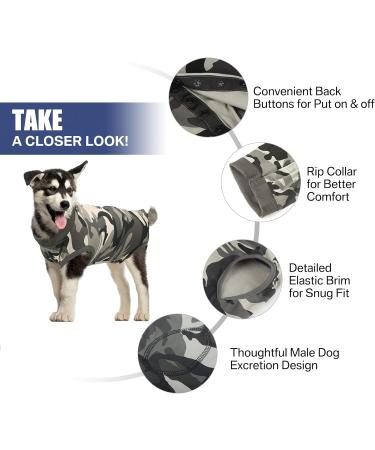MI CASA Dog Recovery Suit - Female Bodysuit for Post-Surgery Care - Camouflage, Size L - Buy Online on GoSupps.com