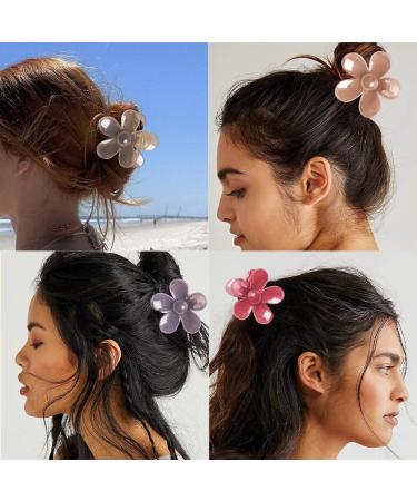 6Pcs Flower Hair Clips for Women, Strong Hold & Large Claw Clips for Thick Hair - Nahalesy 01-Jelly - Buy Online on GoSupps.com