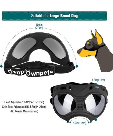 Ownpets Anti-UV Dog Glasses | Adjustable Sunglasses for Medium & Large Dogs | Windproof Design | Black Frame with Silver Lens - Buy Online on GoSupps.com
