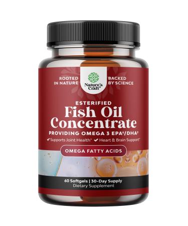 Omega 3 Fish Oil Supplement - EPA DHA Fish Oil Omega 3 Supplement with Immune Booster Brain Vitamins - Burpless 2000 mg per Serving for Mood Boost Liver Support and PMS Relief Support - 60 Count