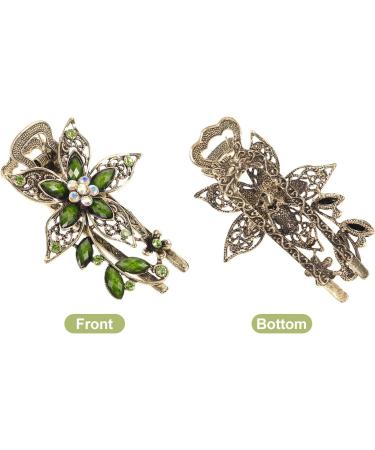 Frcolor Vintage Jewelry Crystal Hair Clips Hairpins- For Hair Clip Beauty Tools(Green) - Buy Online on GoSupps.com