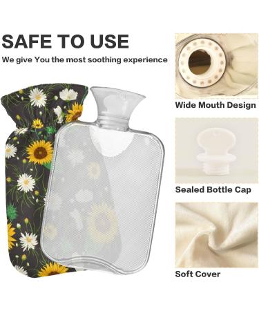 Hot Water Bottle 2L - Yellow Sunflower Bag for Pain Relief & Winter Warmth | International Shipping Available - Buy Online on GoSupps.com
