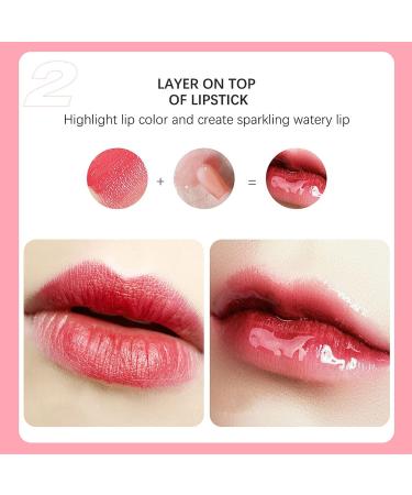 HJuyYuah Hydrating Lip Glow Oil Plumping Lip Tint 6ML (#05) - Non-Sticky | Transparent Lip Care Oil with Big Brush Head for Glitter Shine Primer - Buy Online on GoSupps.com
